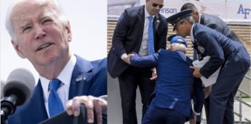 Joe Biden falls on stage at Air Force Academy graduation