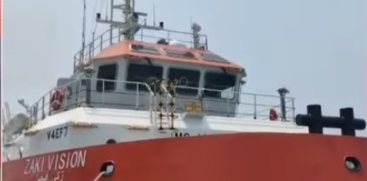 International Cargo Vessel En Route to Saudi Arabia Docks at Kollam Port, Kerala