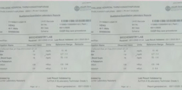 Venu's Creatinine Level Normal, Blood Test Results Contradict Medical College Claims