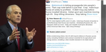 Peter Navarro Alleges India Buys Russian Oil Solely for Profit