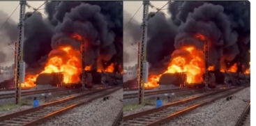 Diesel Goods Train Catches Fire in Thiruvelloor