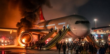 Swiss Air Plane Catches Fire at Delhi Airport
